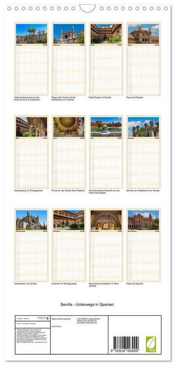 Produktbild: Familienplaner 2026 - Sevilla - Unterwegs in Spanien mit 5 Spalten (Wandkalender, 21 x 45 cm) CALVENDO