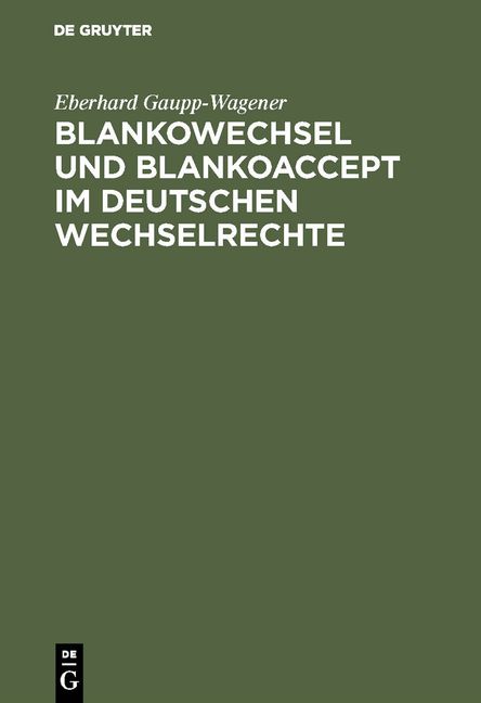 Produktbild: Blankowechsel und Blankoaccept im Deutschen Wechselrechte