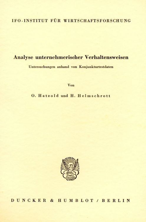 Produktbild: Analyse unternehmerischer Verhaltensweisen.