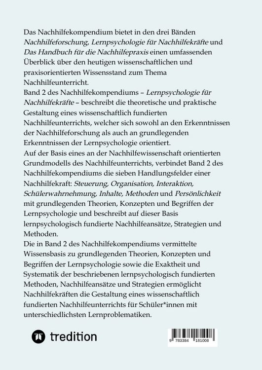 Produktbild: Das Nachhilfekompendium Band 2 - Lernpsychologie f&uuml;r Nachhilfekr&auml;fte