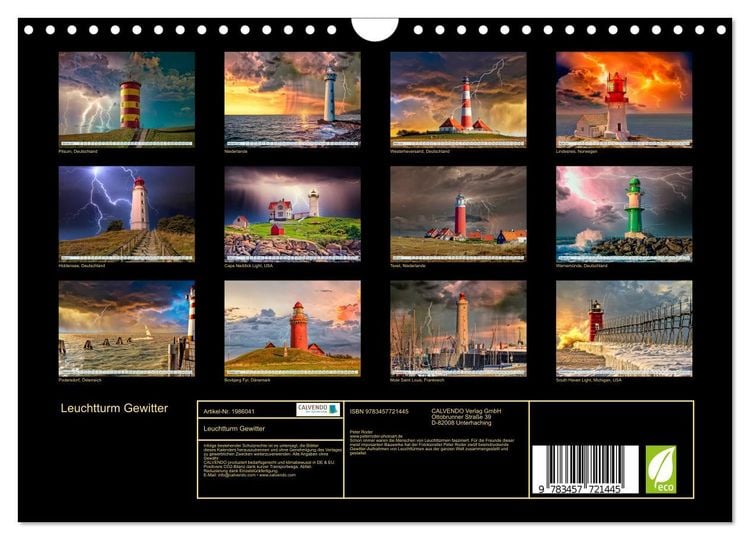Produktbild: Leuchtturm Gewitter (Wandkalender 2026 DIN A4 quer), CALVENDO Monatskalender