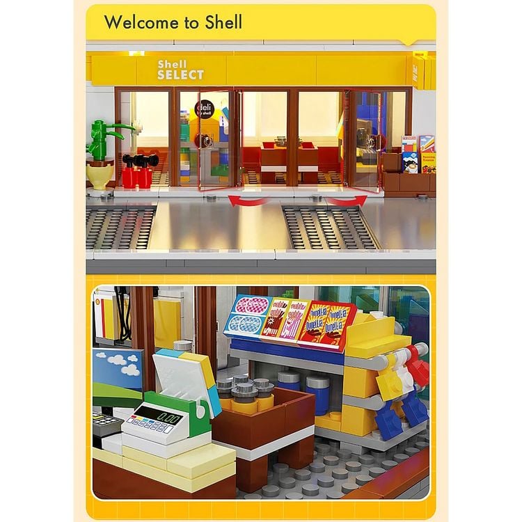 Produktbild: CaDA Shell Tankstelle mit Shop und Waschanlage Bricks