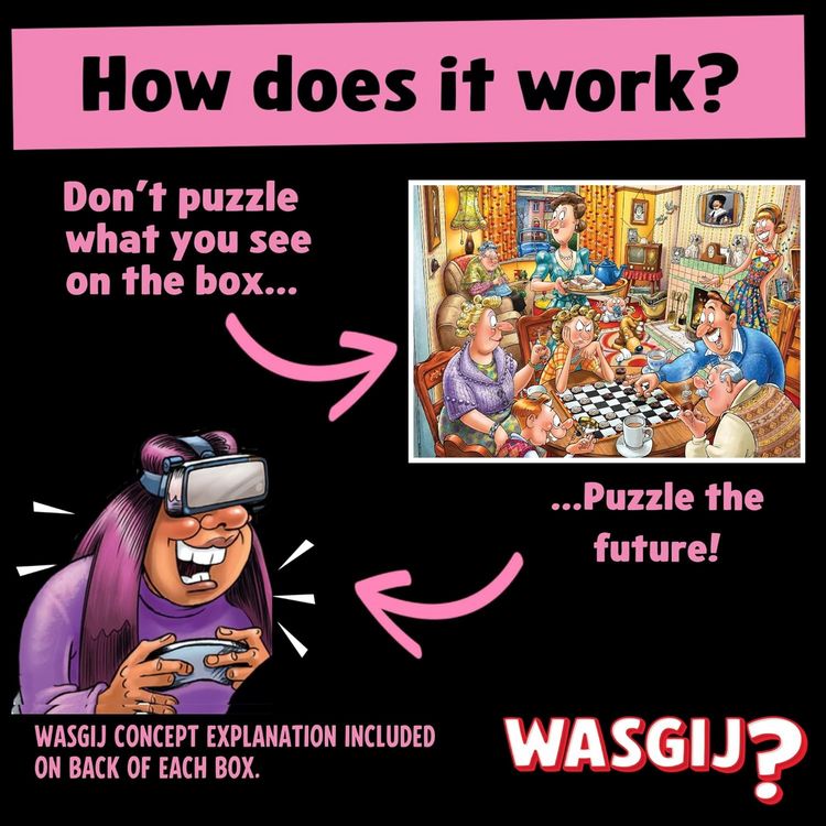 Produktbild: Jumbo 1110100594 - Wasgij Destiny 25, Games Night!, Spieleabend, Comic-Puzzle, 1000 Teile