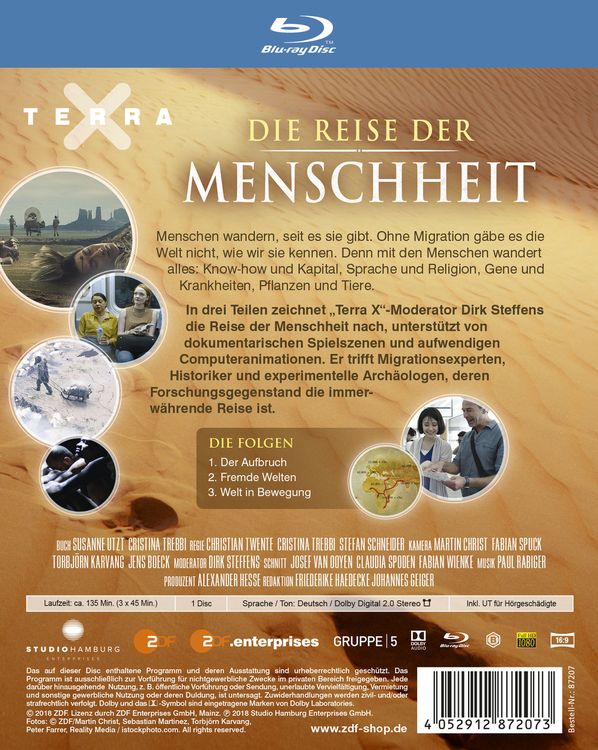 Produktbild: Terra X: Die Reise der Menschheit (Dreiteilige Dokumentation mit Dirk Steffens)