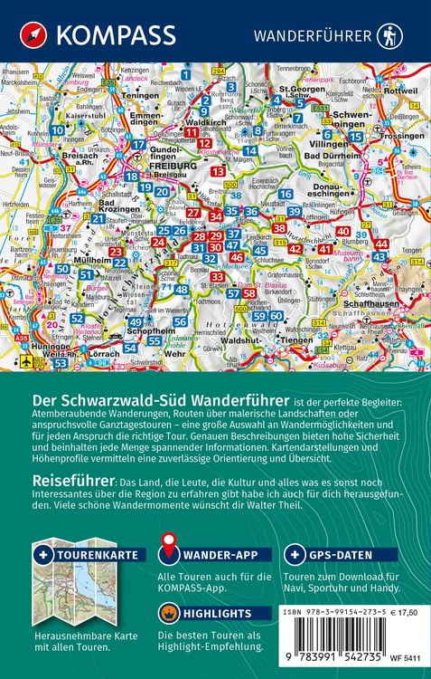 Produktbild: KOMPASS Wanderf&uuml;hrer Schwarzwald S&uuml;d mit Naturpark, Kaiserstuhl und Markgr&auml;flerland, 60 Touren mit Extra-Tourenkarte