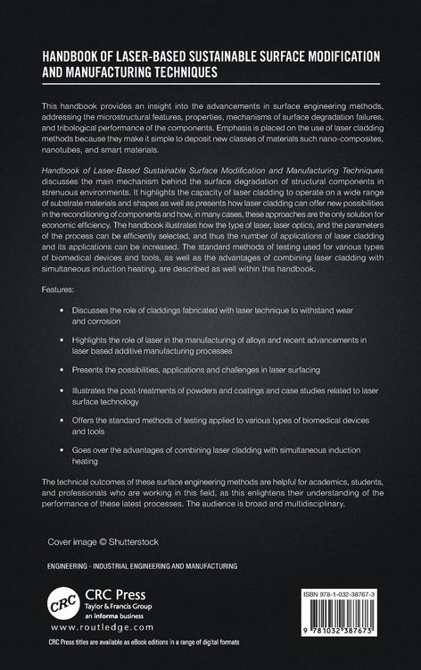 Produktbild: Handbook of Laser-Based Sustainable Surface Modification and Manufacturing Techniques