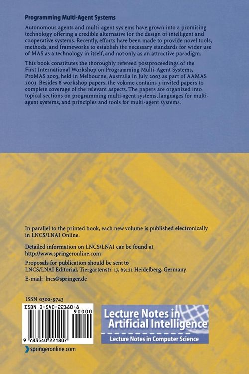 Produktbild: Programming Multi-Agent Systems
