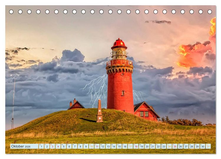 Produktbild: Leuchtturm Gewitter (Tischkalender 2026 DIN A5 quer), CALVENDO Monatskalender