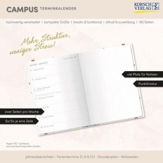 Produktbild: Terminkalender Campus Schmetterlinge 18 Monate 2027/2028