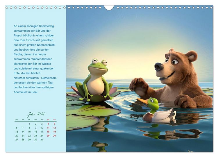Produktbild: Der Frosch und der B&auml;r - Ein Jahr voller Abenteuer (Wandkalender 2026 DIN A3 quer), CALVENDO Monatskalender