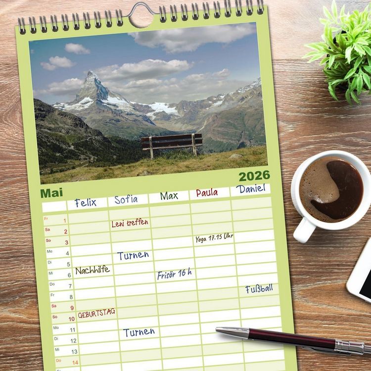Produktbild: Familienplaner 2026 - MATTERHORN Impressionen mit 5 Spalten (Wandkalender, 21 x 45 cm) CALVENDO