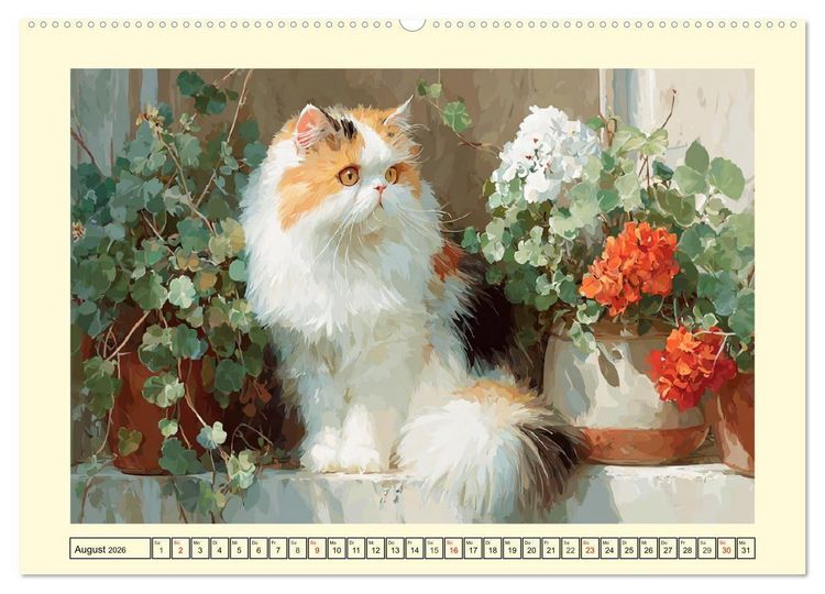 Produktbild: Perserkatzen. Flauschige Momente in kunstvoller &Ouml;loptik (hochwertiger Premium Wandkalender 2026 DIN A2 quer), Kunstdruck in Hochglanz