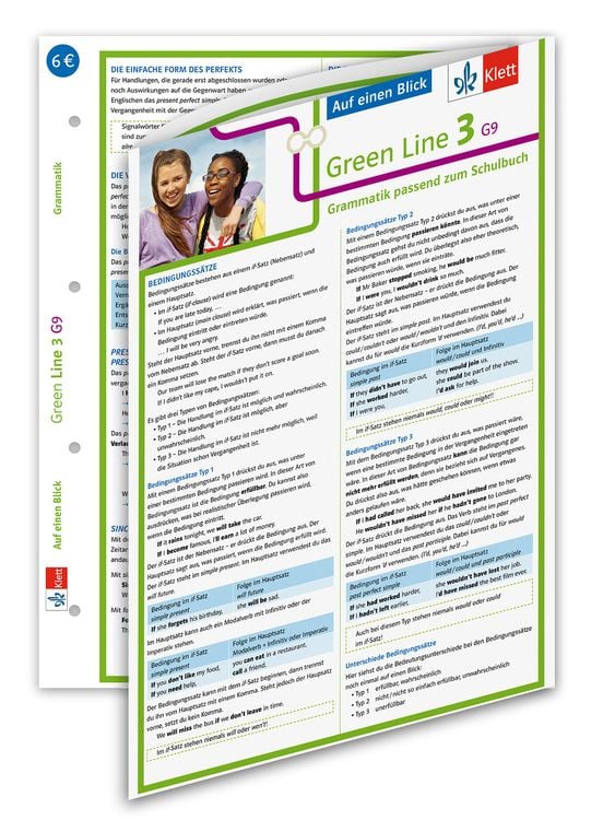 Produktbild: Green Line 3 Auf einen Blick. G9 Klasse 7. Grammatik passend zum Schulbuch - Klappkarte (6 Seiten)