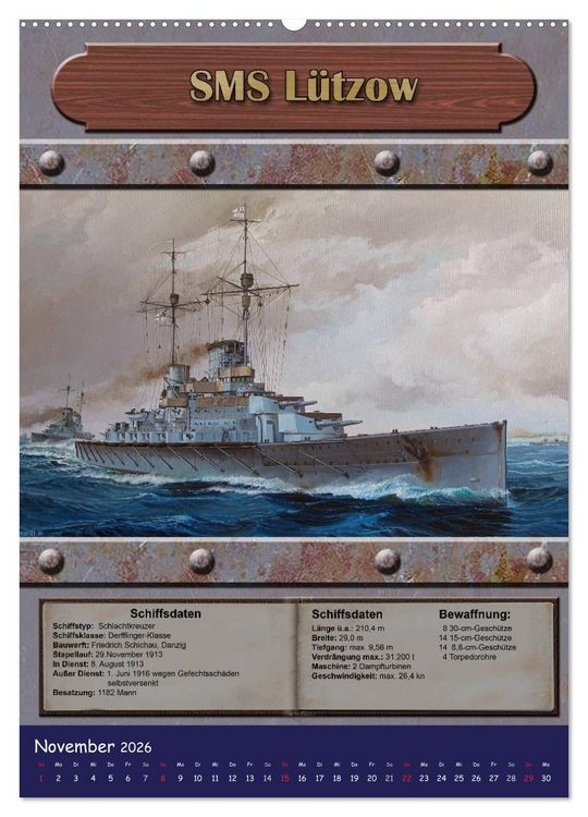 Produktbild: Die kaiserliche Marine 1871 - 1918 (hochwertiger Premium Wandkalender 2026 DIN A2 hoch), Kunstdruck in Hochglanz