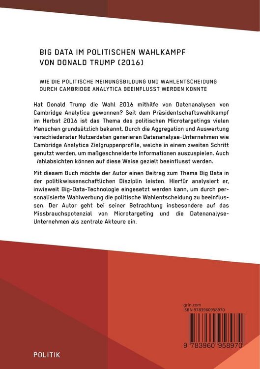 Produktbild: Big Data im politischen Wahlkampf von Donald Trump (2016)