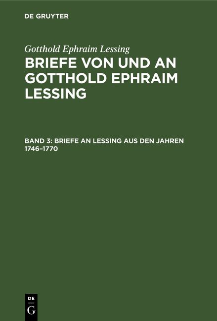 Produktbild: Briefe an Lessing aus den Jahren 1746&ndash;1770