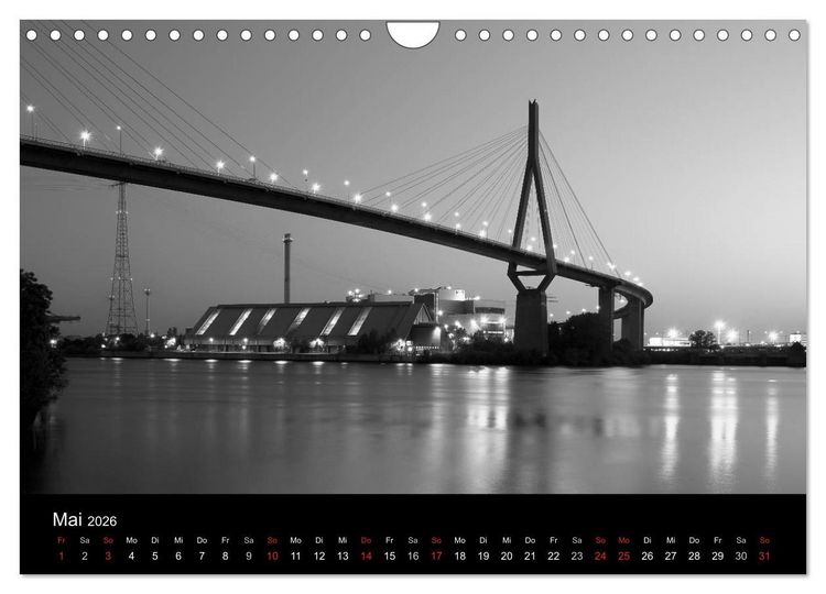 Produktbild: Hamburg monochrome Impressionen (Wandkalender 2026 DIN A4 quer), CALVENDO Monatskalender