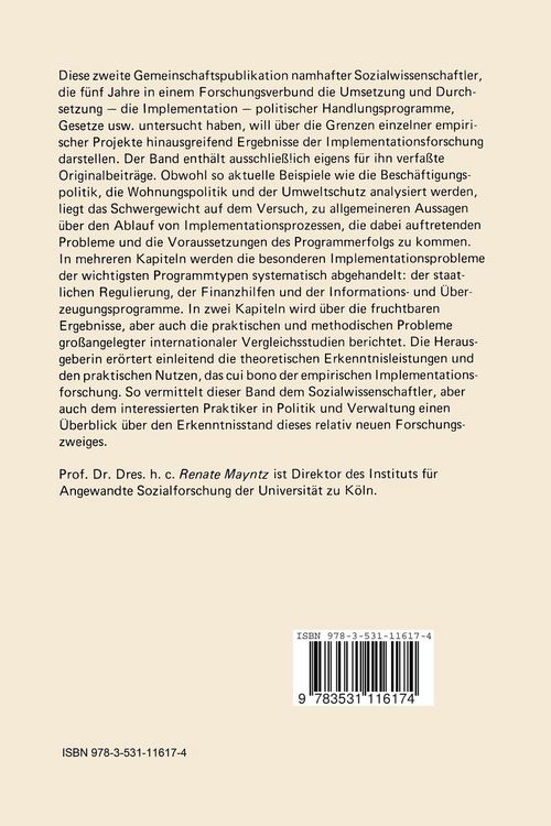 Produktbild: Implementation politischer Programme II