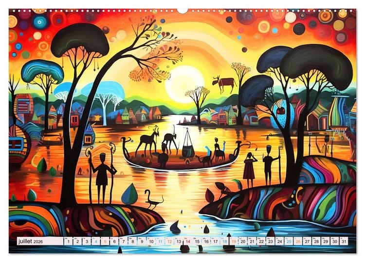 Produktbild: Sc&egrave;nes de vie africaine (Calendrier mural 2026 DIN A2 vertical) calendrier de bureau