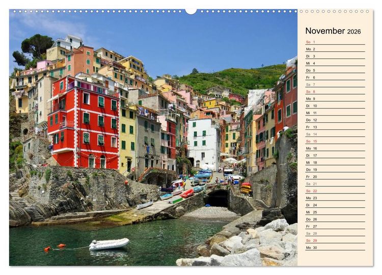 Produktbild: Cinque Terre - Malerische, vertr&auml;umte D&ouml;rfer an der ligurischen K&uuml;ste (Wandkalender 2026 DIN A2 quer), CALVENDO Monatskalender