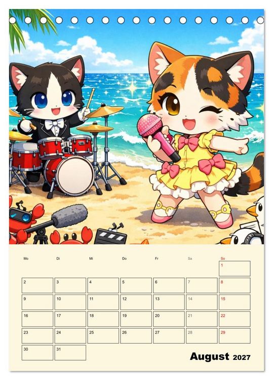 Produktbild: Mia und die Miezband (Tischkalender 2027 DIN A5 hoch), CALVENDO Monatskalender