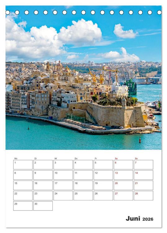 Produktbild: Valletta - K&uuml;stenstadt mit Charme (Tischkalender 2026 DIN A5 hoch), CALVENDO Monatskalender