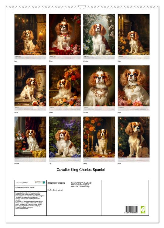 Produktbild: Cavalier King Charles Spaniel (Wandkalender 2026 DIN A2 hoch), CALVENDO Monatskalender