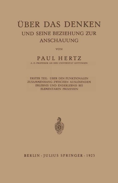 Produktbild: &Uuml;ber das Denken und Seine Beziehung zur Anschauung