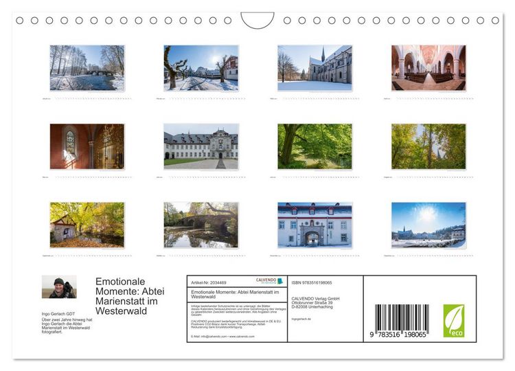Produktbild: Emotionale Momente: Abtei Marienstatt im Westerwald (Wandkalender 2026 DIN A4 quer), CALVENDO Monatskalender