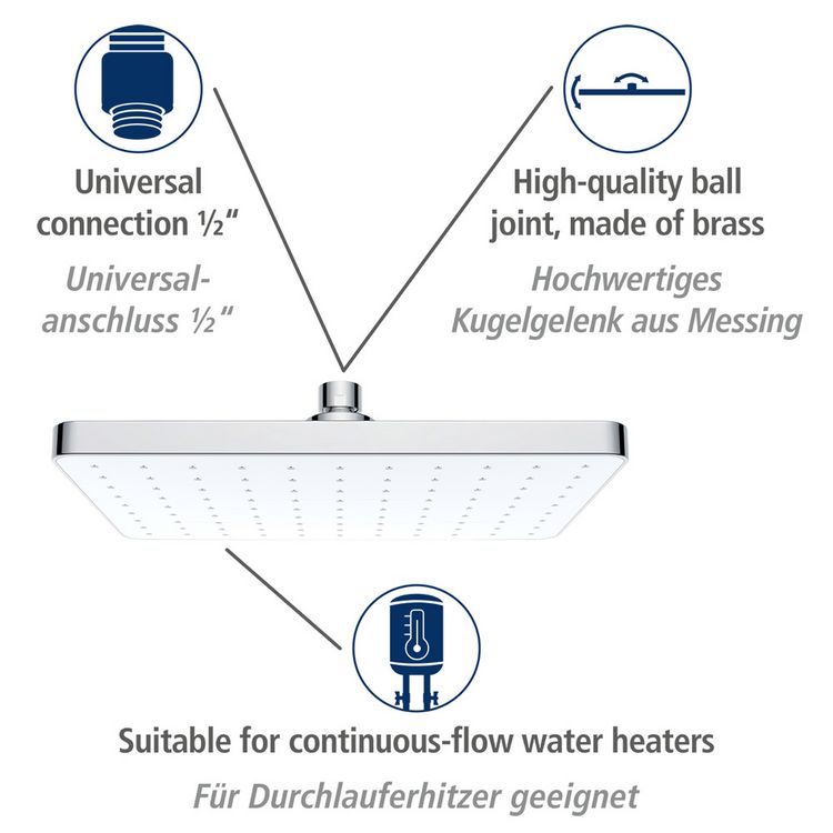 Produktbild: Regenduschkopf Automatic Cleaning 25 x 17 cm, mit automatischem Reinigungssystem