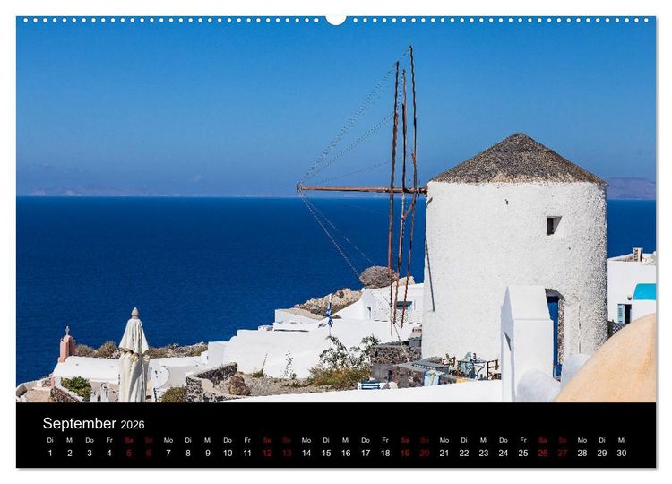 Produktbild: Santorini - K&ouml;nigin der Kykladen (hochwertiger Premium Wandkalender 2026 DIN A2 quer), Kunstdruck in Hochglanz