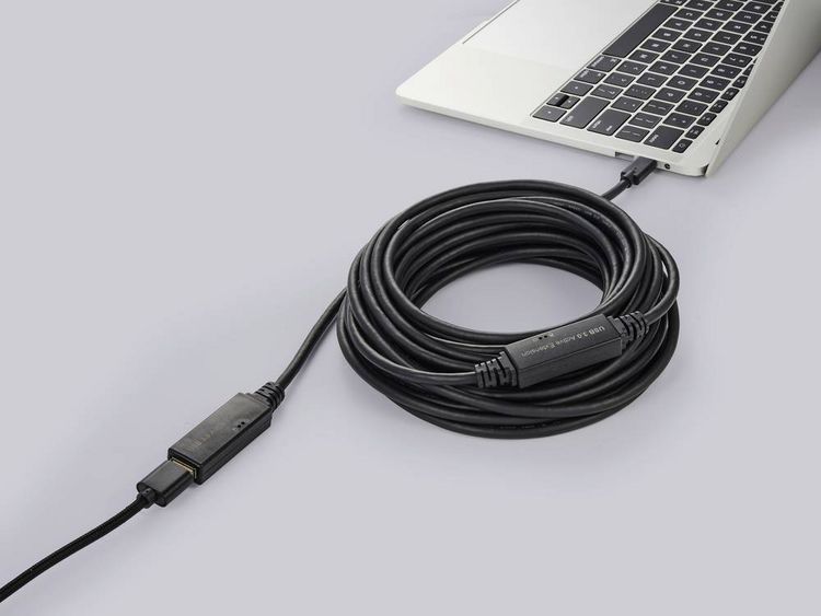 Produktbild: Renkforce USB-Kabel USB 3.2 Gen1 USB-C&reg; Stecker, USB-A Buchse 5.00 m Schwarz Aktiv mit Signalverst&auml;rkung, mit OTG-Funktion RF-5231962