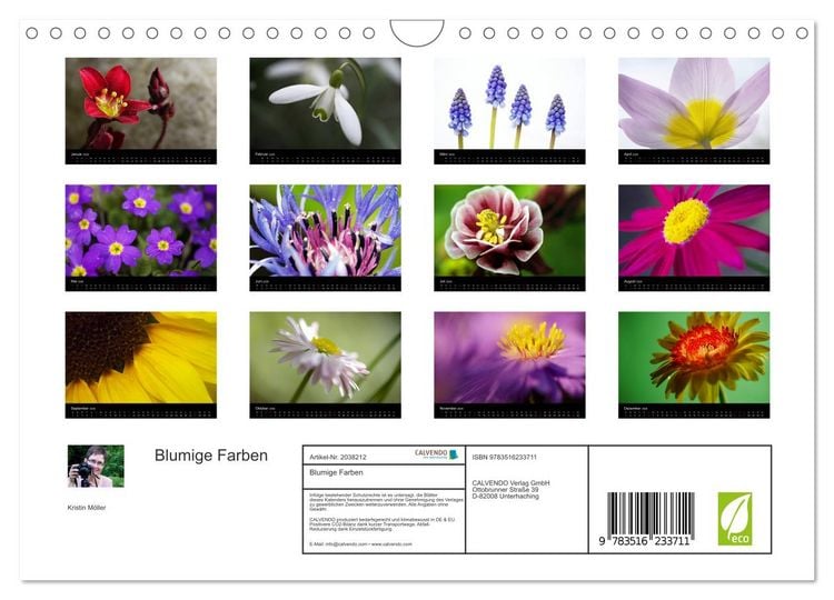 Produktbild: Blumige Farben (Wandkalender 2026 DIN A4 quer), CALVENDO Monatskalender