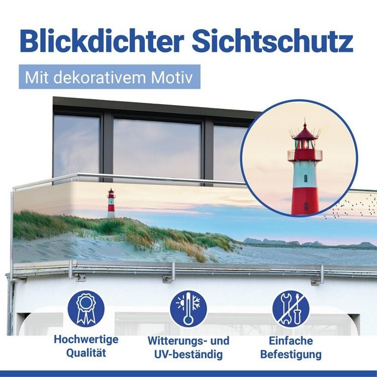 Produktbild: Balkon-Sichtschutz Mod. Nordseek&uuml;ste, UV- und witterungsbest&auml;ndig