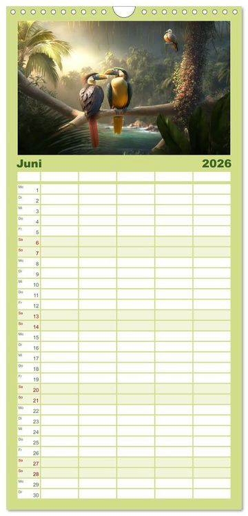Produktbild: Familienplaner 2026 - Im Paradies der Tiere mit 5 Spalten (Wandkalender, 21 x 45 cm) CALVENDO