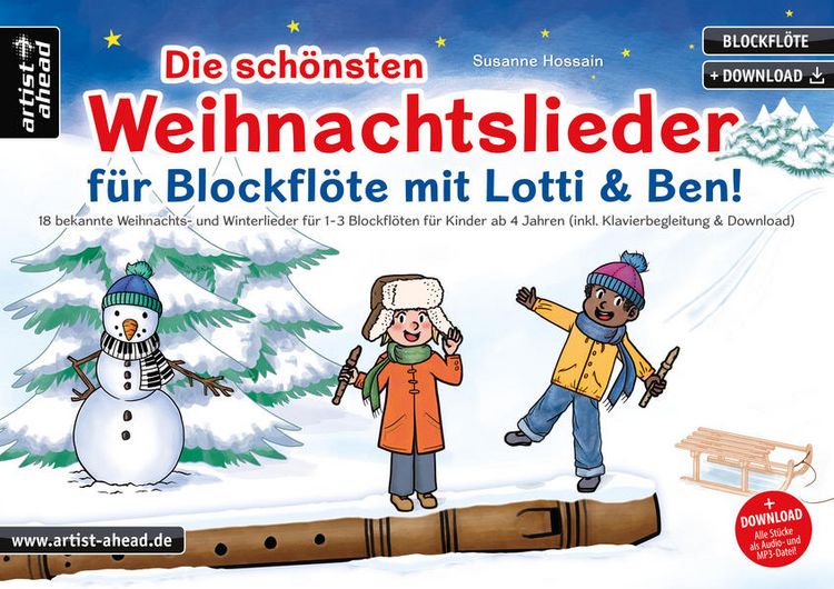Produktbild: Die sch&ouml;nsten Weihnachtslieder f&uuml;r Blockfl&ouml;te mit Lotti & Ben!