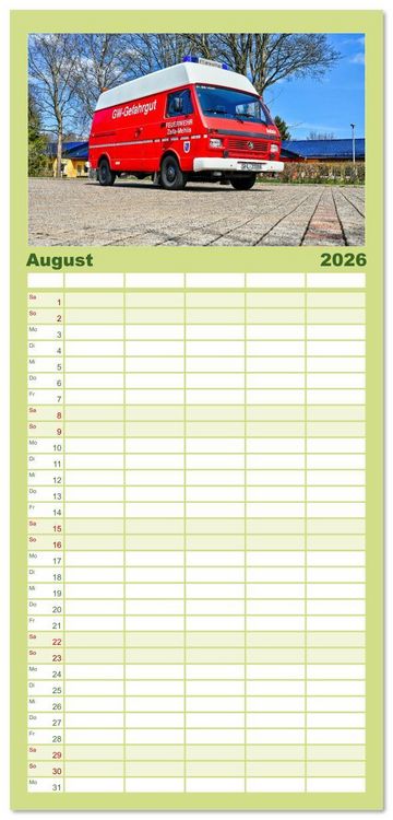 Produktbild: Familienplaner 2026 - Einsatzfahrzeuge 112 mit 5 Spalten (Wandkalender, 21 x 45 cm) CALVENDO