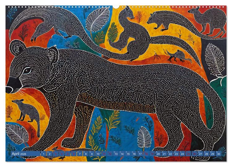 Produktbild: Traumzeit - KI-generierte Aborigine-Kunst aus dem Herzen Australiens (Wandkalender 2026 DIN A2 quer), CALVENDO Monatskalender