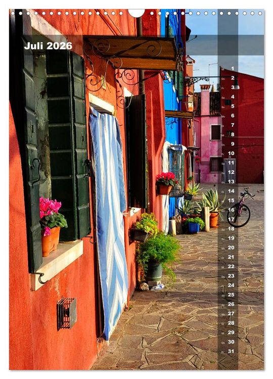 Produktbild: L'isola di Burano - Ein Spaziergang &uuml;ber die farbenfrohe Insel (Wandkalender 2026 DIN A3 hoch), CALVENDO Monatskalender
