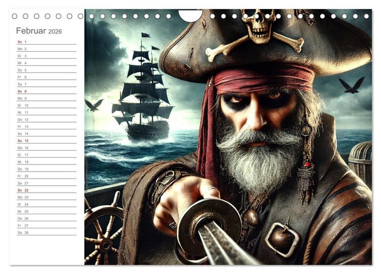 Produktbild: KI Piraten - Abenteuer der Seer&auml;uber auf hoher See (Wandkalender 2026 DIN A4 quer), CALVENDO Monatskalender
