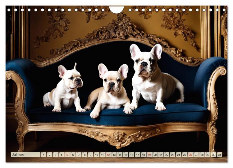 Produktbild: Kleine K&ouml;nige - Franz&ouml;sische Bulldoggen (Wandkalender 2026 DIN A4 quer), CALVENDO Monatskalender