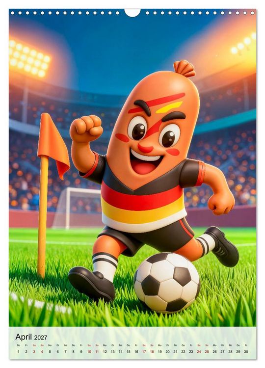 Produktbild: Food‑Fu&szlig;baller - Lustiger kulinarischer Fu&szlig;ballspa&szlig; (Wandkalender 2027 DIN A3 hoch), CALVENDO Monatskalender