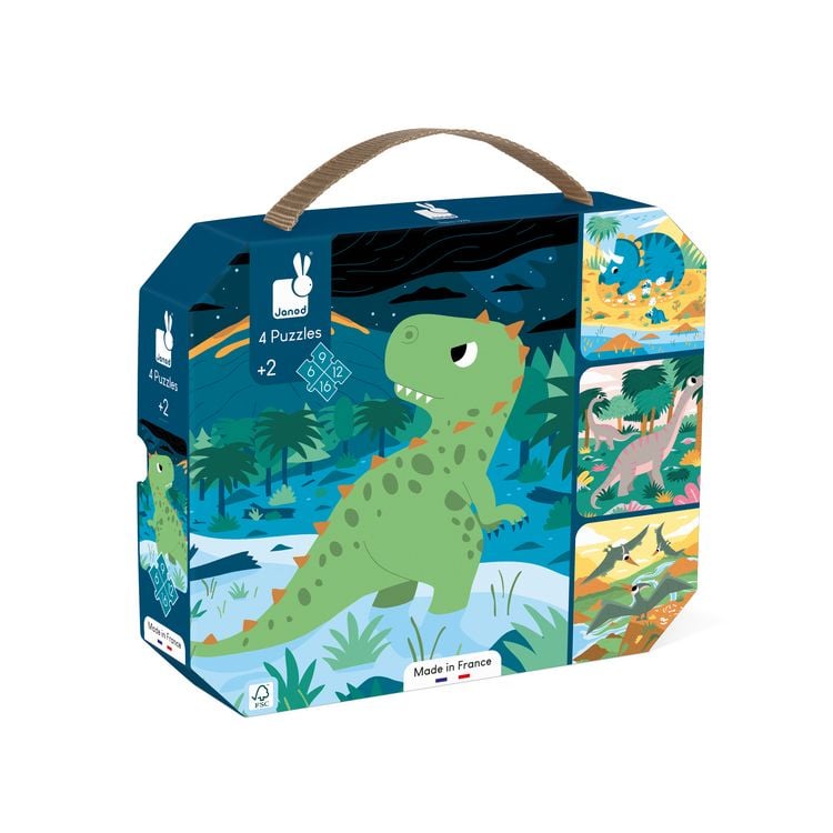 Produktbild: Dino-Abenteuer: 4 Lernpuzzles f&uuml;r kleine Entdecker ab 2 Jahren (6-9-12-16 Teile)
