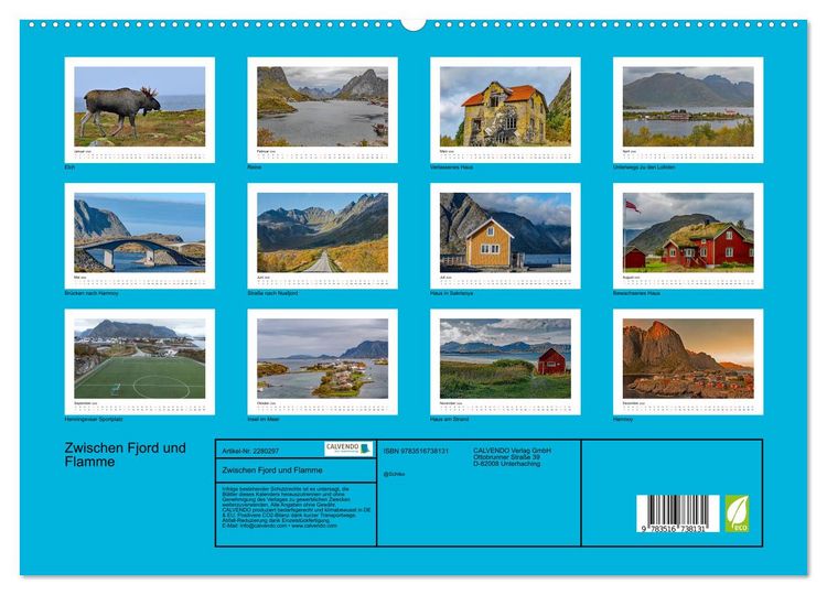 Produktbild: Zwischen Fjord und Flamme (hochwertiger Premium Wandkalender 2026 DIN A2 quer), Kunstdruck in Hochglanz