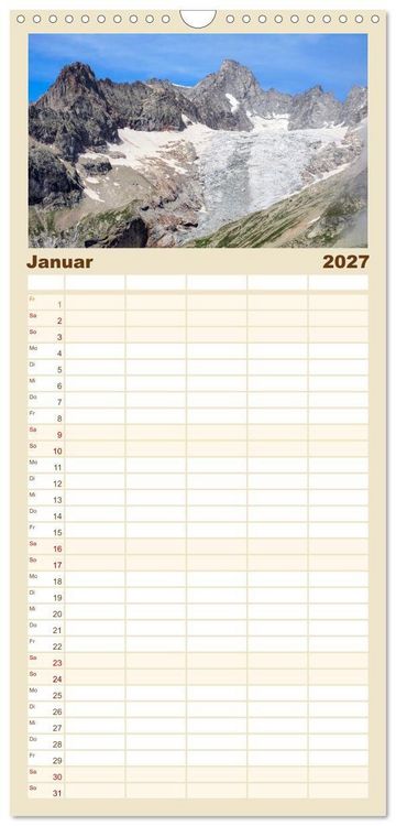 Produktbild: Familienplaner 2027 - TMB - Mont Blanc mit 5 Spalten (Wandkalender, 21 x 45 cm) CALVENDO