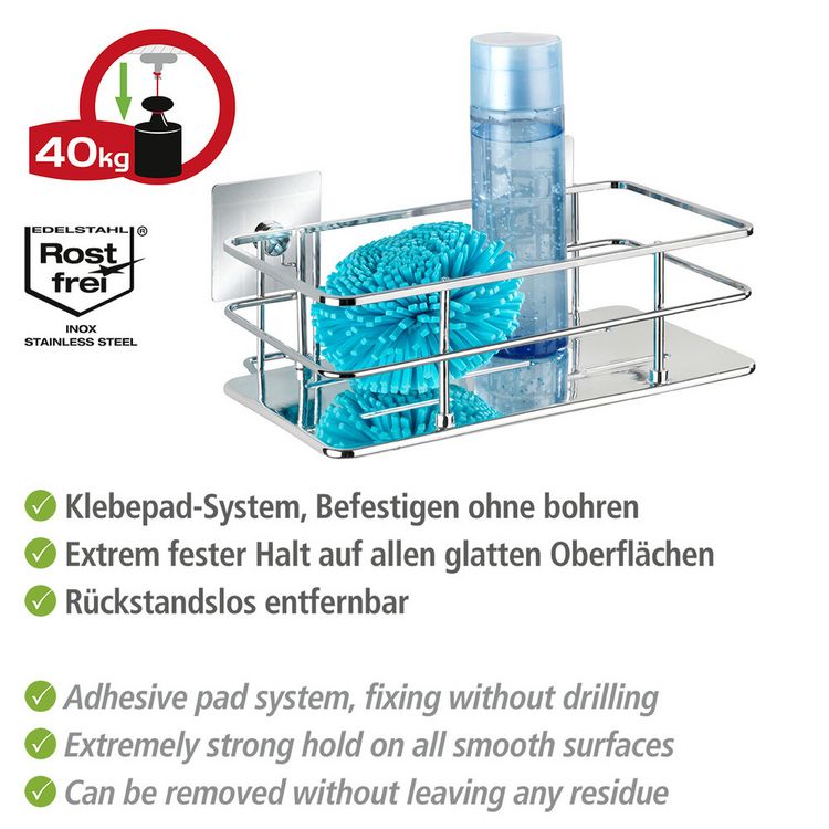 Produktbild: Turbo-Loc&reg; Edelstahl Wandablage Quadro, rostfrei, Befestigen ohne bohren