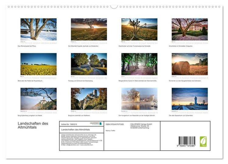 Produktbild: Landschaften des Altm&uuml;hltals (hochwertiger Premium Wandkalender 2026 DIN A2 quer), Kunstdruck in Hochglanz