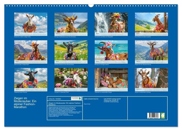 Produktbild: Ziegen im Modezauber. Ein alpiner Fashion-Marathon (Wandkalender 2026 DIN A2 quer), CALVENDO Monatskalender