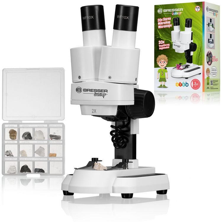 Produktbild: Bresser Junior 13279 - Auflicht-Stereo-Mikroskop mit 20-facher Vergr&ouml;&szlig;erung