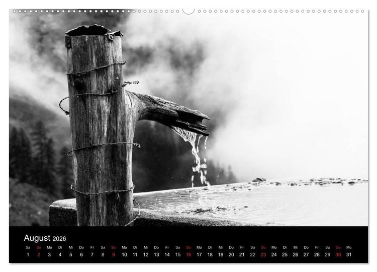 Produktbild: BERGE IN SCHWARZ WEISS (Wandkalender 2026 DIN A2 quer), CALVENDO Monatskalender